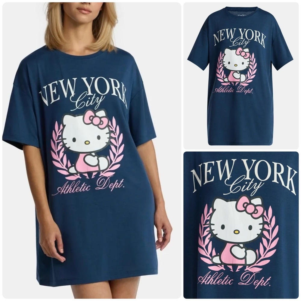 NWT Hello Kitty NYC women’s oversized sleep-shirt lounge tee, S, M, L, XL